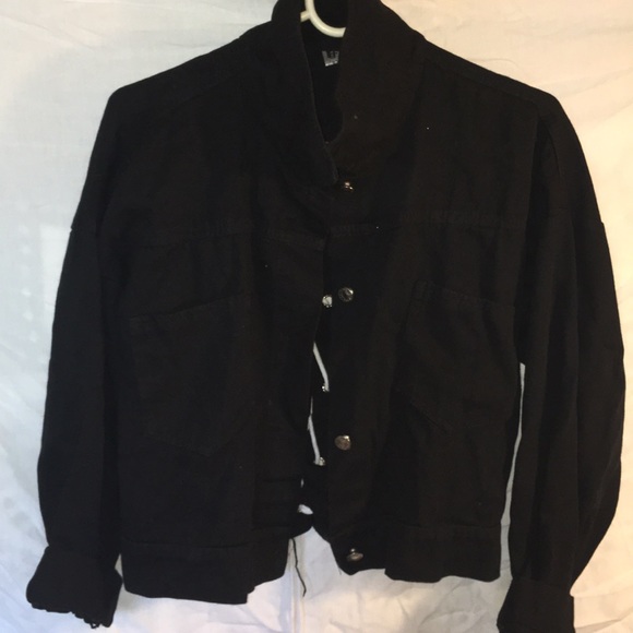 Black Jean Jacket with Ribbons - Picture 3 of 3